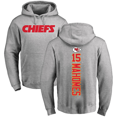 Men Kansas City Chiefs #15 Mahomes Patrick Ash Backer Pullover Hoodie